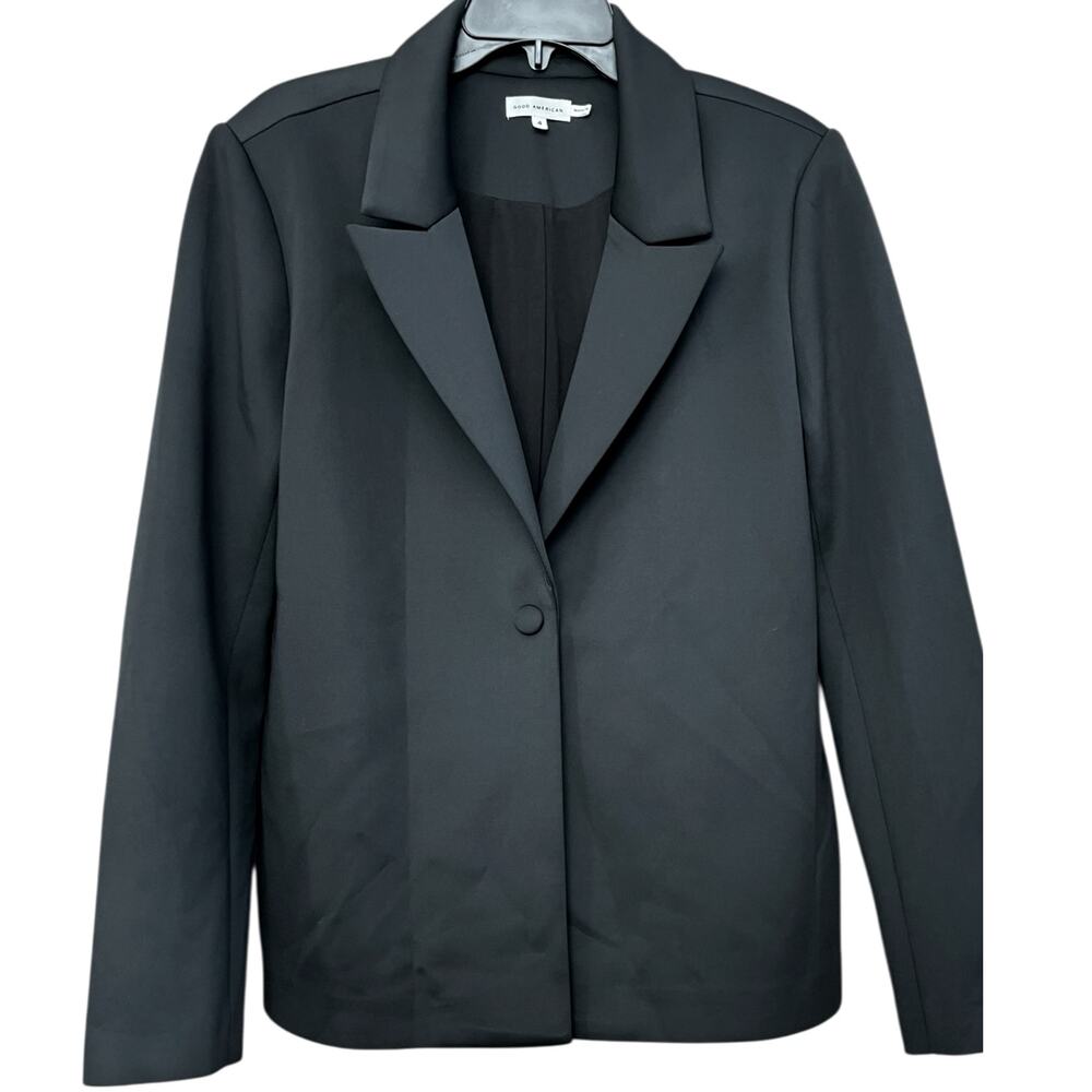 Good American Scuba Blazer Single Breasted, Snap Front Jacket | 4 = XL *Flaw